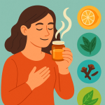 Illustration of a woman smelling the scent from a smell training jar